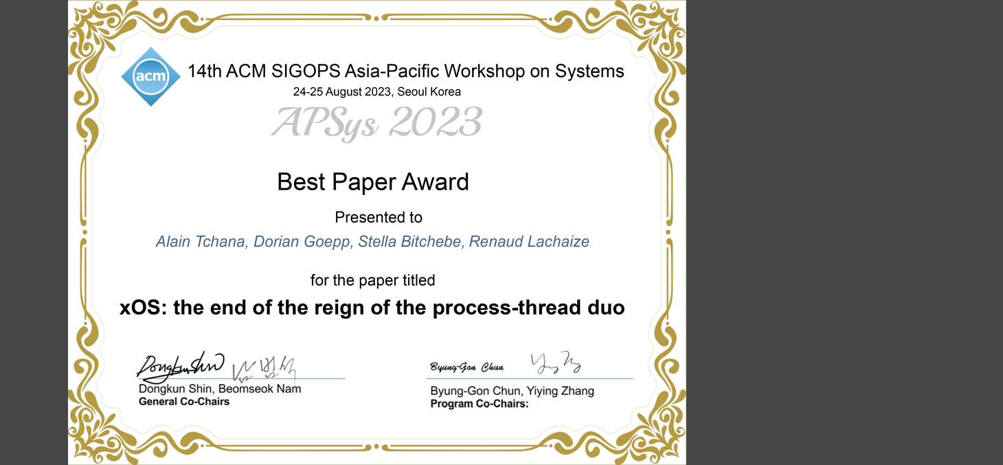 Best paper awards à APSys 2023